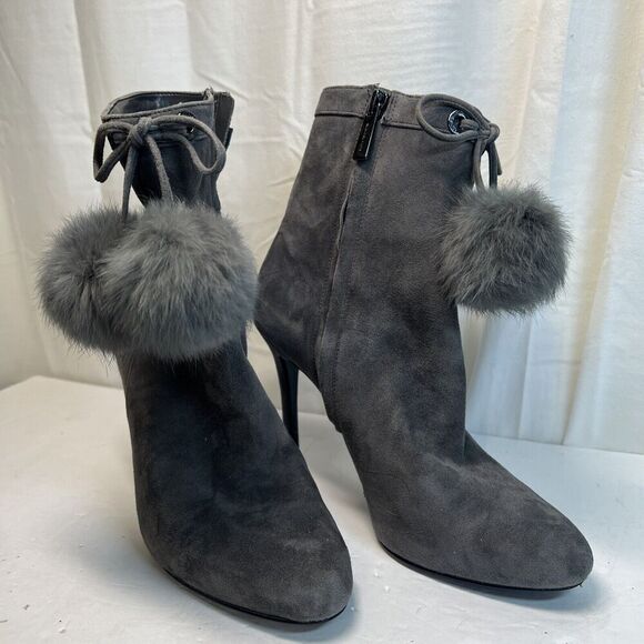 Michael Kors Remi 7 Suede Gray/Grey Ankle Bootie Boots Stilettos - Picture 1 of 10